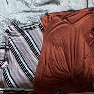 Woman’s XL, comfy, long work tops or around the house.